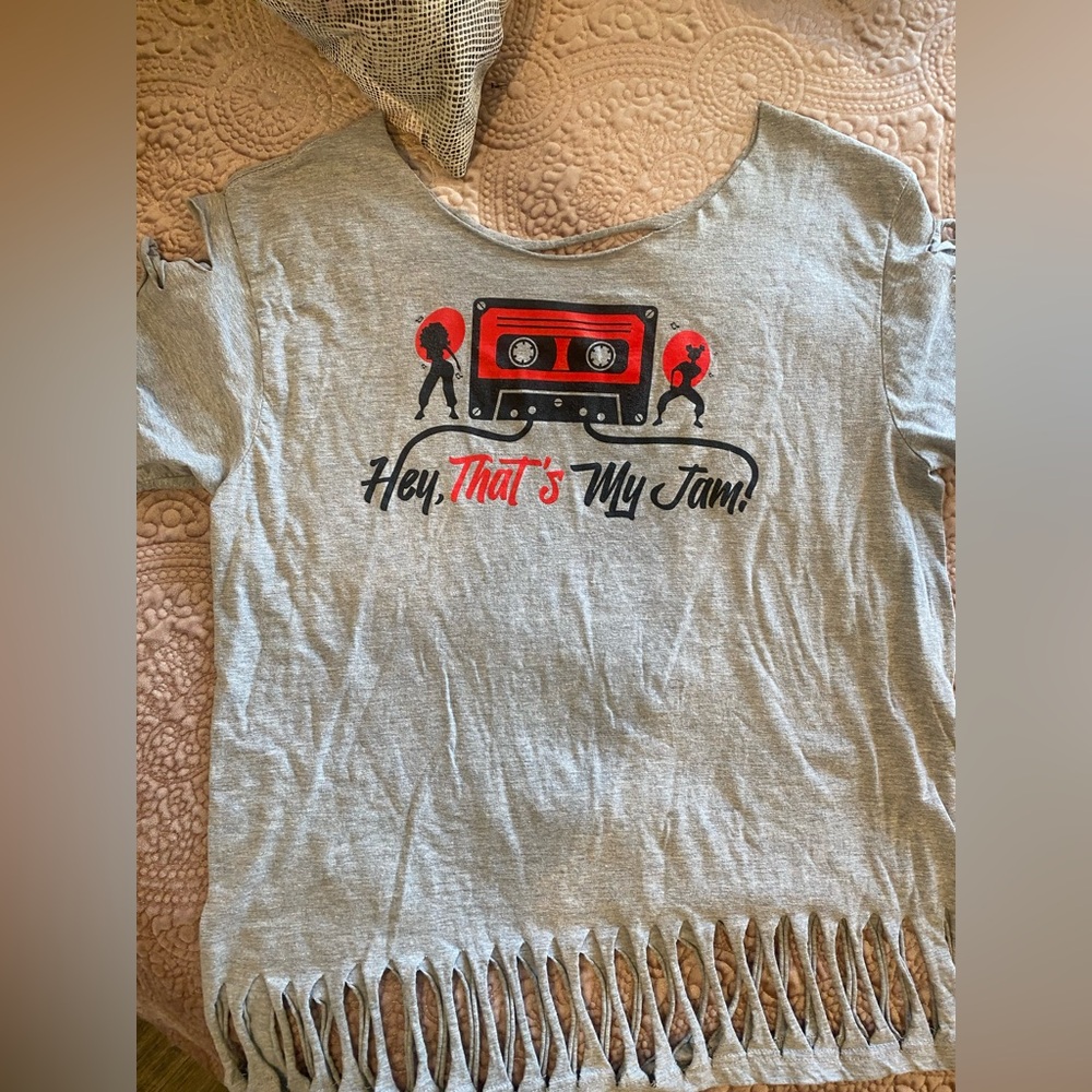 Fringe Short Sleeve T-shirt Women's Gray - Picture 6 of 6